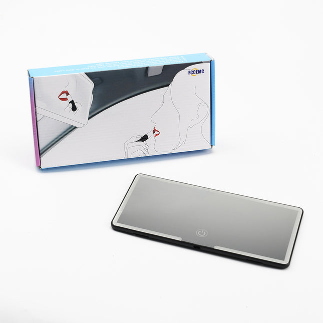 Car Visor Vanity Mirror with LED Lights Rechargeable Ultra-Thin Sun Visor Makeup Mirror 3 Light Modes Touch