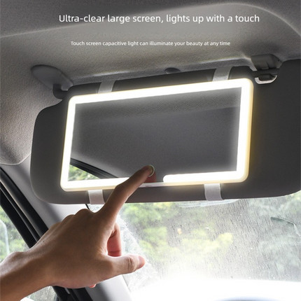 Car Visor Vanity Mirror with Dual Colour LED Lights Rechargeable Sun Visor Makeup Mirror Dimmable Dual Touch Control (Black)