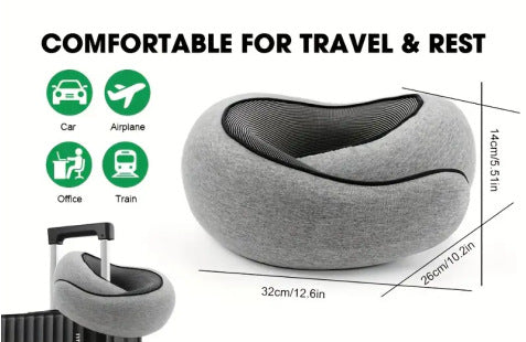 Memory Foam Travel Neck Pillow 360 Support Adjustable Snail Shape Chin Rest for Long Haul Flights Car & – product detail