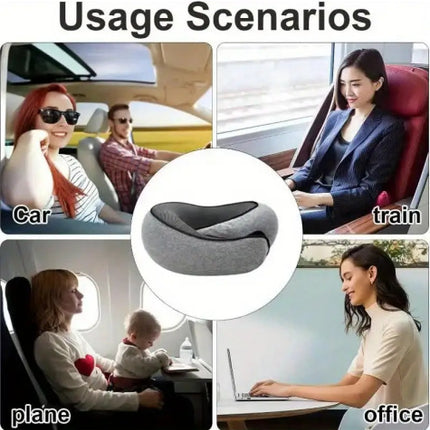 Memory Foam Travel Neck Pillow 360 Support Adjustable Snail Shape Chin Rest for Long Haul Flights Car & – hardware detail