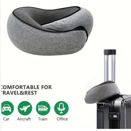Memory Foam Travel Neck Pillow 360 Support Adjustable Snail Shape Chin Rest for Long Haul Flights Car & – product perspective