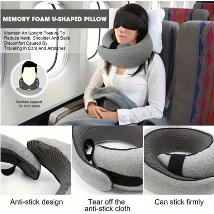 Memory Foam Travel Neck Pillow 360 Support Adjustable Snail Shape Chin Rest for Long Haul Flights Car & – surface and form