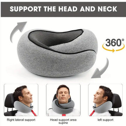 Memory Foam Travel Neck Pillow 360 Support Adjustable Snail Shape Chin Rest for Long Haul Flights Car & – construction detail