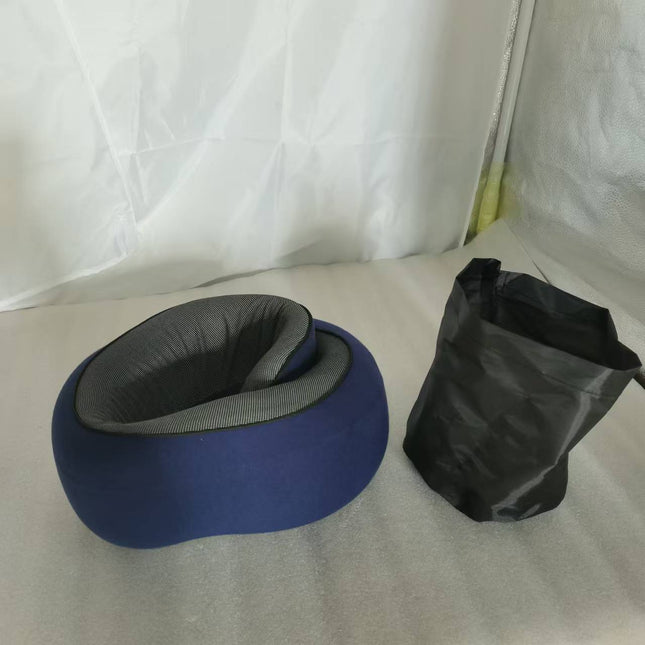 Memory Foam Travel Neck Pillow 360 Support Adjustable Snail Shape Chin Rest for Long Haul Flights Car &