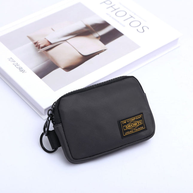 Small Nylon Coin Purse Zip Wallet Waterproof Mini Pouch Key Card Holder Lightweight EDC Organizer Grey