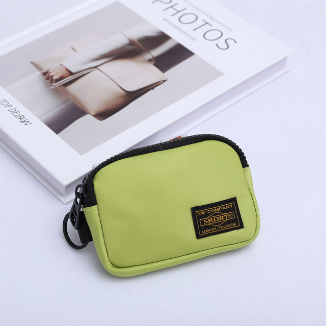 Small Nylon Coin Purse Zip Wallet Waterproof Mini Pouch Key Card Holder Lightweight EDC Organizer Green