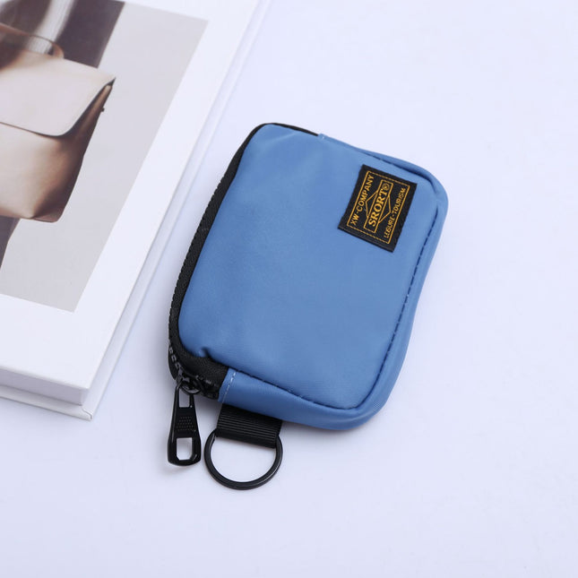 Small Nylon Coin Purse Zip Wallet Waterproof Mini Pouch Key Card Holder Lightweight EDC Organizer Denim