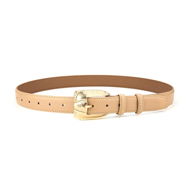 Womens Genuine Leather Belt Retro Gold Buckle Waist Belt for Jeans Dress Coat Fashion Split Cowhide Strap