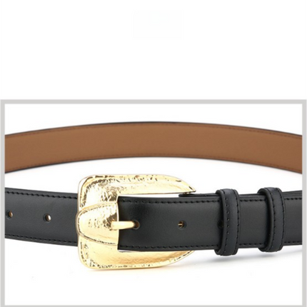 Womens Genuine Leather Belt Retro Gold Buckle Waist Belt for Jeans Dress Coat Fashion Split Cowhide Strap Khaki 105cm