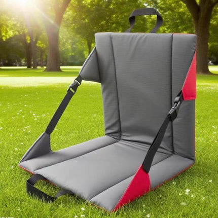 Portable Folding Stadium Seat Cushion with Back Support Lightweight Outdoor Chair for Camping Concerts Hiking Beach Bleachers Red