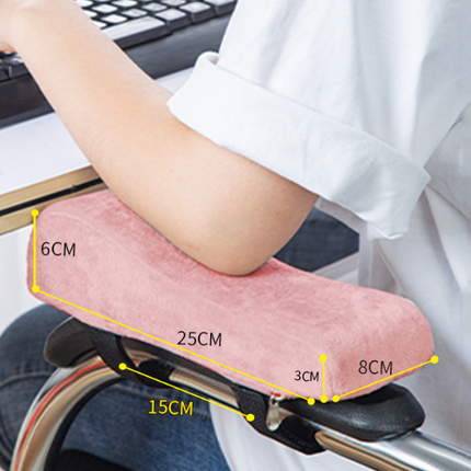A pair of Ergonomic Chair Armrest Pads High Density Foam Elbow Support Cushion Pink Curved Design for Office & Gaming Chairs Relief Pressure Non-Slip Cover