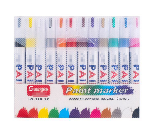 12 Colour Oil Based Paint Marker Pens Set 3.0mm Medium Tip Waterproof Permanent Ink for Rock Painting Metal