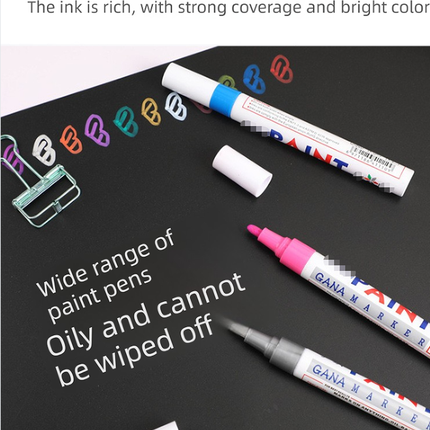 12 Colour Oil Based Paint Marker Pens Set 3.0mm Medium Tip Waterproof Permanent Ink for Rock Painting Metal Glass Rubber Tyres Wood DIY Art