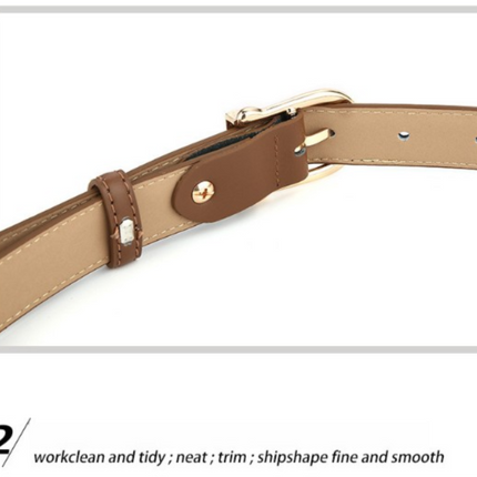 Women's Genuine Leather Thin Belt 2.3cm Width Minimalist Gold D-Shaped Buckle Casual Waist Strap for Jeans Dresses Khaki 105cm