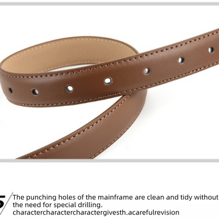 Women's Genuine Leather Thin Belt 2.3cm Width Minimalist Gold D-Shaped Buckle Casual Waist Strap for Jeans Dresses Khaki 105cm