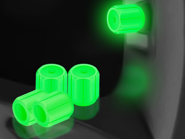 2 Packs of 4 Green Luminous Tyre Valve Caps Glow in The Dark Universal Wheel Air Dust Covers for Cars Bikes