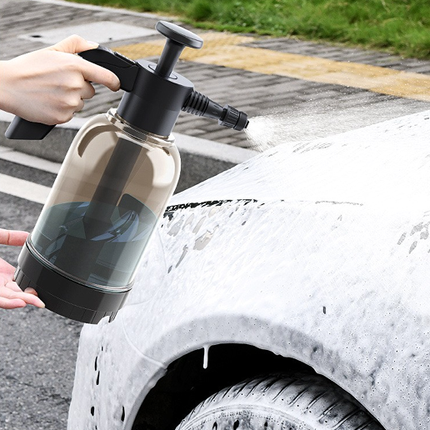 Black 2L Handheld Car Wash Foam Sprayer Pump Action Pressure Cannon with 2 Nozzles for Auto Detailing and Garden Watering Heavy Duty 55 Degree Fan Spray
