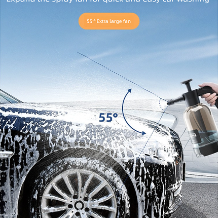 Black 2L Handheld Car Wash Foam Sprayer Pump Action Pressure Cannon with 2 Nozzles for Auto Detailing and Garden Watering Heavy Duty 55 Degree Fan Spray