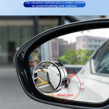 2Pcs Car Blind Spot Mirrors Suction Cup Vacuum Adsorption 360 Adjustable Round Rear View Convex Mirror Waterproof Black Frame for Cars SUVs