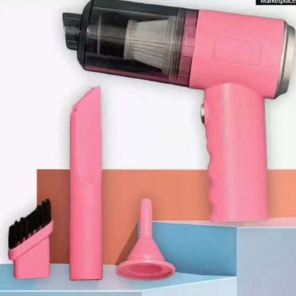 Pink 3-in-1 Portable Cordless Mini Vacuum Cleaner Handheld Air Duster & Blower USB Rechargeable Kit for Car Interior Home Office Keyboard Pet Hair
