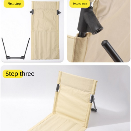 Portable Folding Beach Ground Chair with Back Support Sky Blue Striped Lightweight Padded Mat for Camping Picnics Festivals - Standard Model