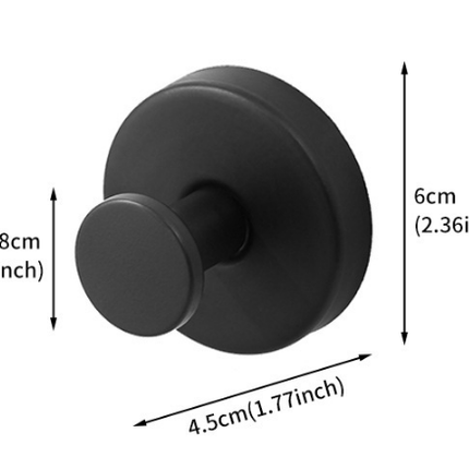 Heavy Duty Stainless Steel Suction Cup Hook Vacuum Wall Hanger Brushed Black No Drill Towel Holder for Bathroom Kitchen & Shower - Waterproof