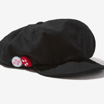 Women's Black Newsboy Cap UPF50+ Sun Protection Cotton Blend Octagonal Beret Hat - Adjustable Breathable Baker Boy Style with Cute Button Detail