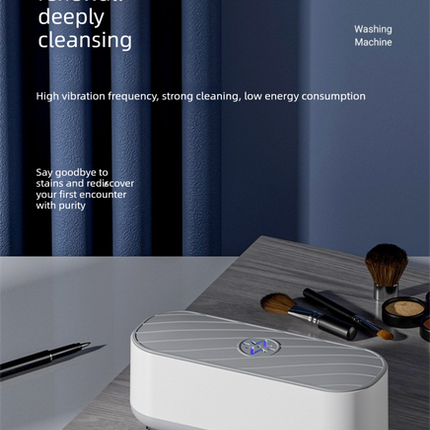 Portable Sonic Vibration Jewellery & Glasses Cleaner Machine - Rechargeable High Frequency Washing Box with UV Light for Watches, Makeup Brushes & Dentures (White)