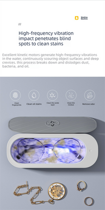 USB Plug-in Sonic Vibration Jewellery & Glasses Cleaner - High Frequency Washing Machine with Blue Light for Rings, Dentures & Watch Straps (Wired Power)