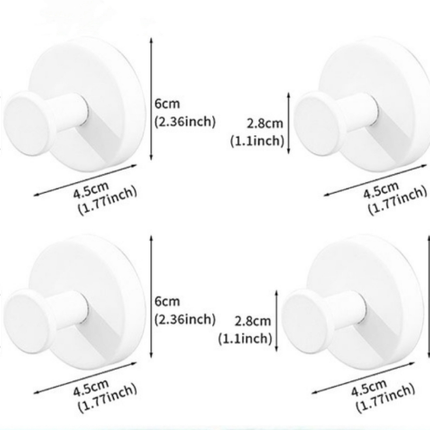 4-Pack Heavy Duty Vacuum Suction Cup Hooks White - Stainless Steel No-Drill Wall Hangers for Bathroom, Shower & Kitchen (Waterproof & Reusable)