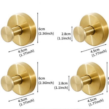 4-Pack Gold Stainless Steel Suction Cup Hooks - Heavy Duty Vacuum No-Drill Wall Hangers for Bathroom, Shower & Kitchen (Luxury Brushed Finish)
