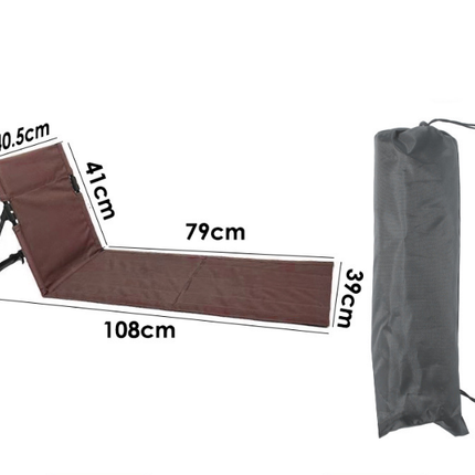 Portable Outdoor Folding Ground Chair with Back Support (Extra Long Brown) - Lightweight Padded Beach Mat & Picnic Seat for Camping, Festivals & Parks