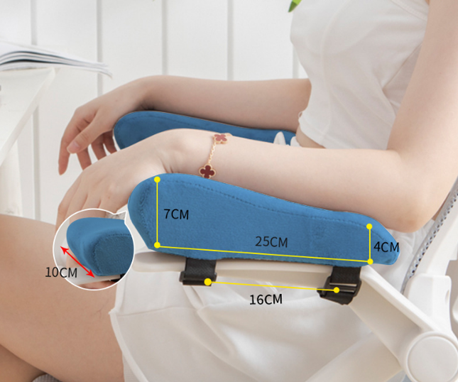 A Pair of Ergonomic Memory Foam Chair Armrest Pads (Blue)