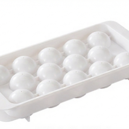 2 PCS Round Ice Cube Trays with Lids 14 Cavity Sphere Ice Ball Maker Mould Stackable Hard Plastic Easy Release for Whiskey Cocktails White