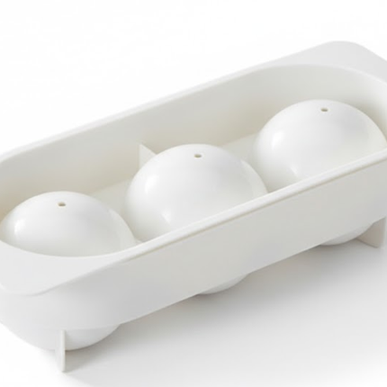 2 PCS Large Round Ice Cube Trays with Lids 3 Cavity Sphere Ice Ball Maker Mould Stackable Hard Plastic Slow Melting for Whiskey Cocktails White