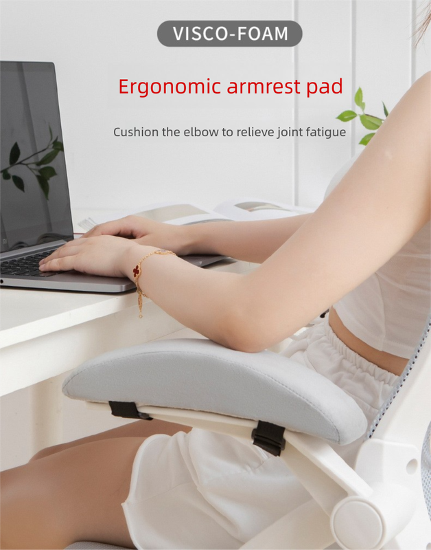 1 Pair of Memory Foam Chair Armrest Pads (Black)