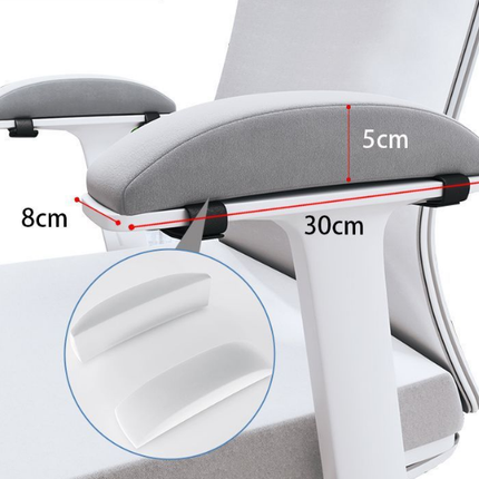 1 Pair of Memory Foam Chair Armrest Pads - Ergonomic Elbow Support Cushions - Soft Plush Cover with Anti-Slip Straps for Office & Gaming Chairs (Grey)