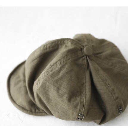 Oversized Slouchy Newsboy Cap - Vintage Japanese Style Baker Boy Hat - Soft Textured Fabric - Beige (Adjustable 54-60cm)