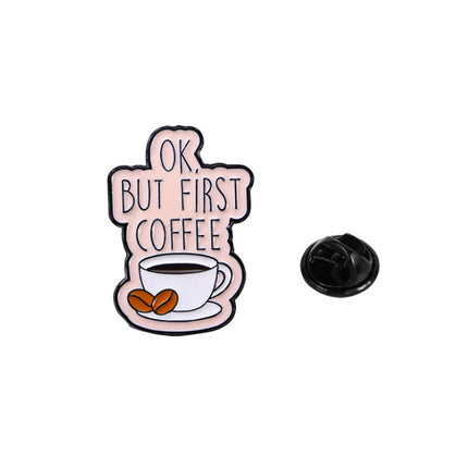 4 Pieces Cartoon Coffee Lovers Enamel Pin Set Zinc Alloy Coffee Cup Badges for Jackets Bags Hats Backpacks Decorative Jewelry Gift Set