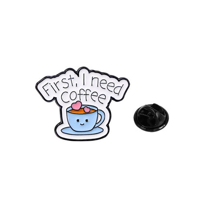 4 Pieces Cartoon Coffee Lovers Enamel Pin Set Zinc Alloy Coffee Cup Badges for Jackets Bags Hats Backpacks Decorative Jewelry Gift Set