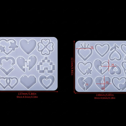 2 Pieces Mother's Day DIY Heart Earring Silicone Molds Set Heart Shaped Pendant Resin Casting Tools for Jewellery Making and Crafts