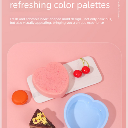 Heart Shaped Silicone Baking Mould - Non-Stick Mousse Cake & Jelly Pan - Easy Release Polished Interior for Valentine's Day Desserts (Serenity Blue, 11.5cm)