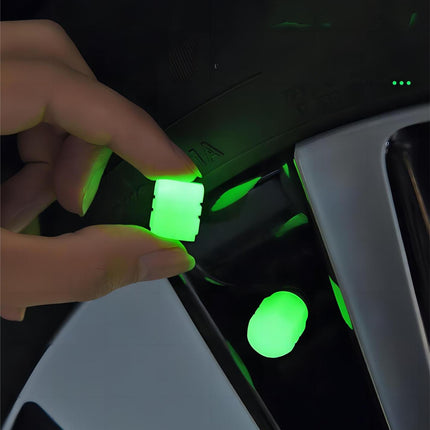 Universal Luminous Tyre Valve Caps 8 PCS Pink Glow in Dark Dust Covers for Cars Motorbikes & Bicycles Easy Install