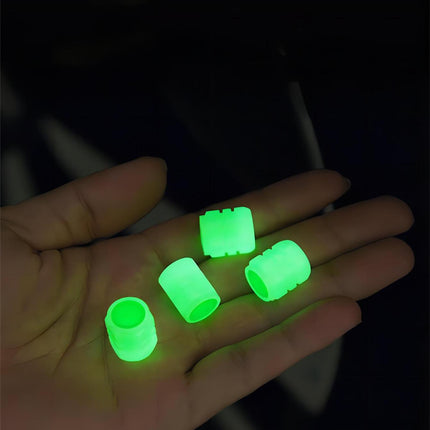 Universal Luminous Tyre Valve Caps 8 PCS Yellow Glow in Dark Dust Covers for Cars Motorbikes & Bicycles Easy Install