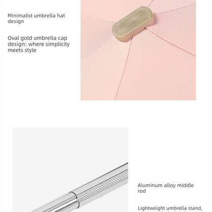 Compact Mini Pocket Umbrella UPF50+ Sun Protection Lightweight Travel Parasol - Windproof 5-Fold Rain Shade with Flat Gold Handle (Matcha Green)