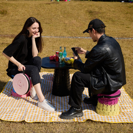 Portable Retractable Stool MAX Gen 8 Telescopic Camping Seat 50cm Tall Extra Wide Heavy Duty for Fishing BBQ & Outdoor Events Flame Gradient
