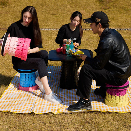 Portable Retractable Stool MAX Gen 8 Telescopic Camping Seat 50cm Tall Extra Wide Heavy Duty Green Bamboo Gradient for Fishing & Gardening