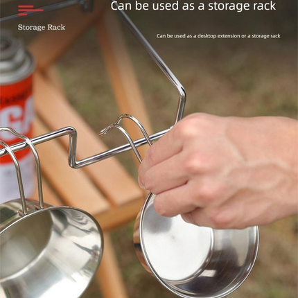 Portable Outdoor Camping Trash Bag Holder Stand Stainless Steel Folding Garbage Bag Rack for Picnic Kitchen and Student Desk Storage Natural