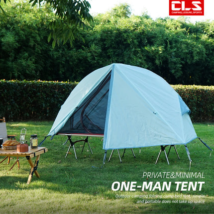 Single Person Off-Ground Camping Tent Portable Folding Bed Cover with Mosquito Net UV-Resistant Fishing Tent Blue