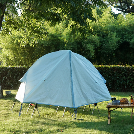 Single Person Off-Ground Camping Tent Portable Folding Bed Cover with Mosquito Net UV-Resistant Fishing Tent Blue